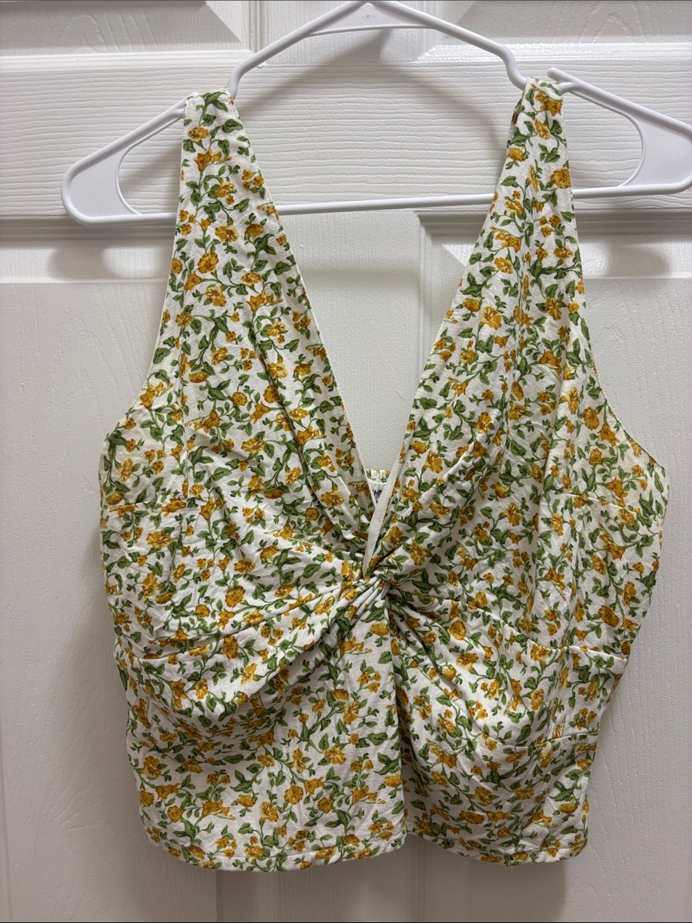 Twist-Front Floral Camisole Top - Yellow Floral